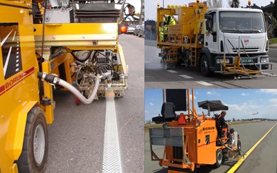 Borum self-propelled road marking machine.