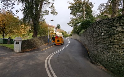 Borum self-propelled road marking machine.